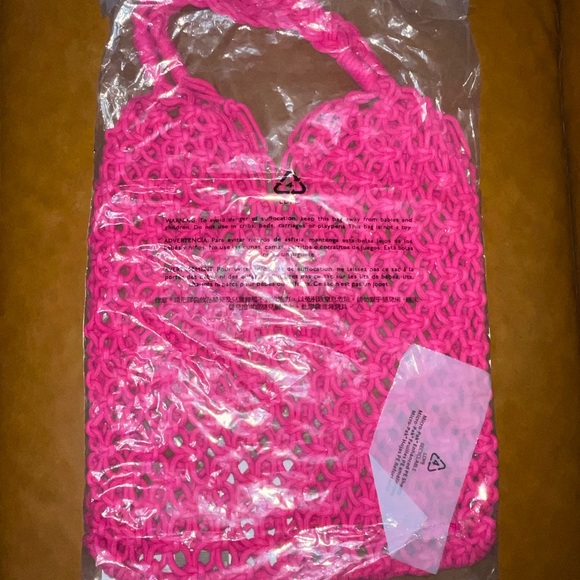 🩷 J.Crew Cadiz Hand-Knotted Rope Tote Bag NWT in Fuchsia - Picture 5 of 5